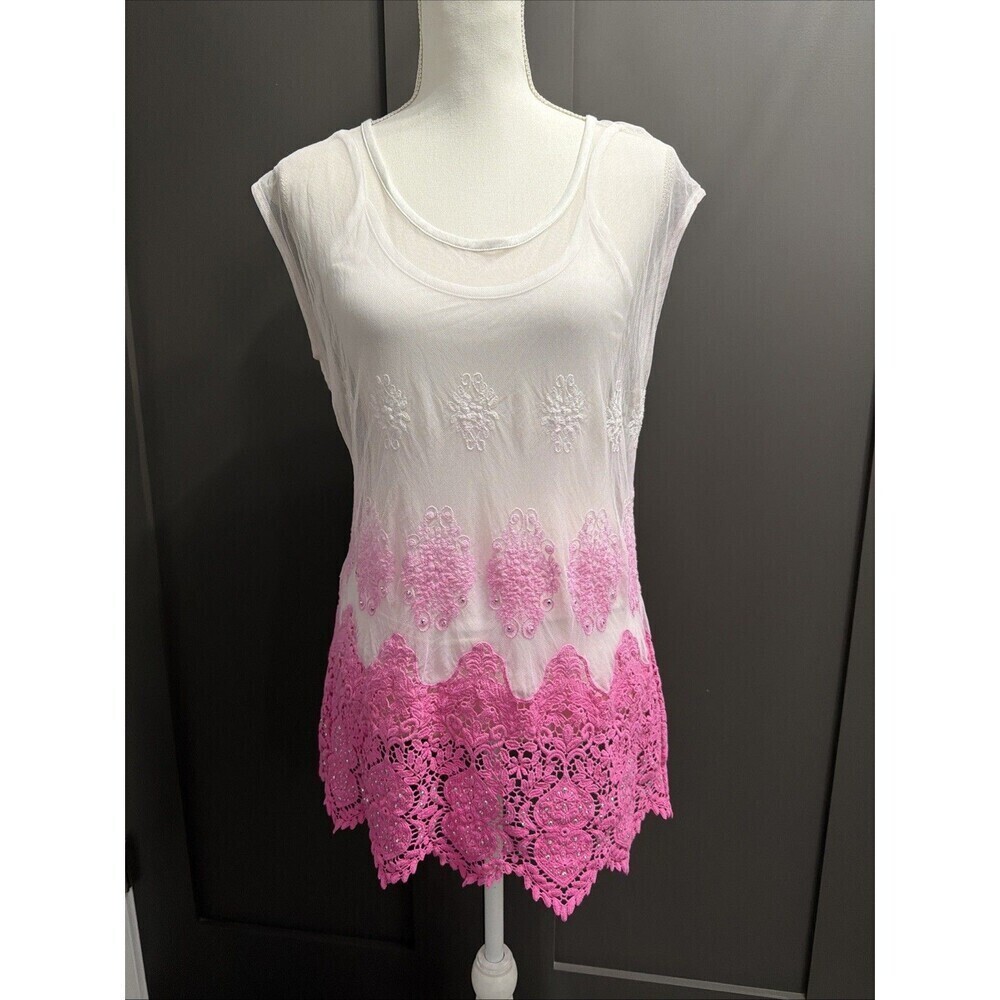 NWT INC INTL CONCEPTS  Crochet Tank Top w Liner Sizes S